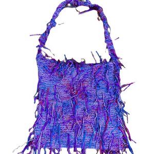 HANDMADE KNITTED HOBO BAG MULTI-COLOR